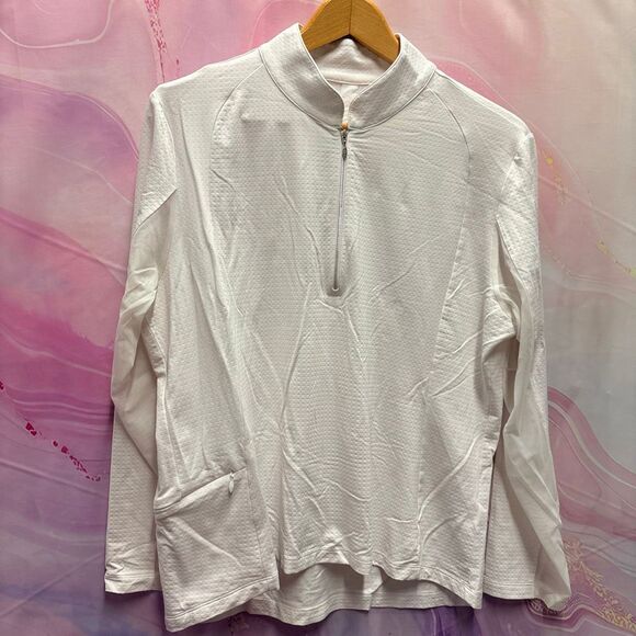 Kuhl Tops - KUHL XL White Long Sleeve 1/4 Zip Pullover Top Mountain Chic Sporty Preppy